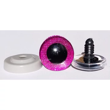 Glitteres biztonsági szem 25 mm (pink)