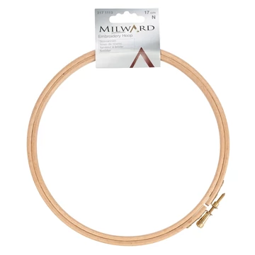 Igényes, 17 cm átmérőjű Milward hímzőráma. Fából készült, sárgaréz csavarral.