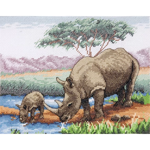 Orrszarvúk - keresztszemes hímzőkészlet (18cm x 23cm)