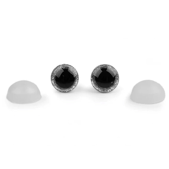 Glitteres biztonsági szem 12 mm (ezüst)