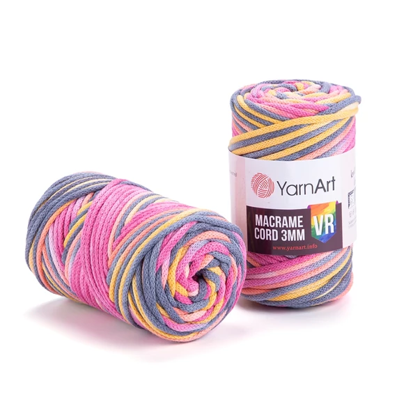 Yarnart zsinórfonal (színátmenetes cord, 3mm) (színkód:VR_913)