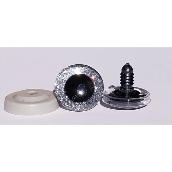 Glitteres biztonsági szem 20 mm (ezüst)