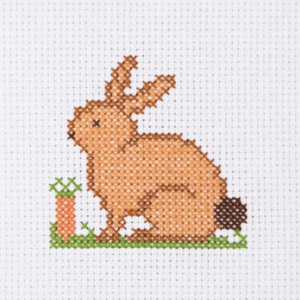 Nyuszi - keresztszemes hímzőkészlet gyerekeknek (10cm x 10cm)