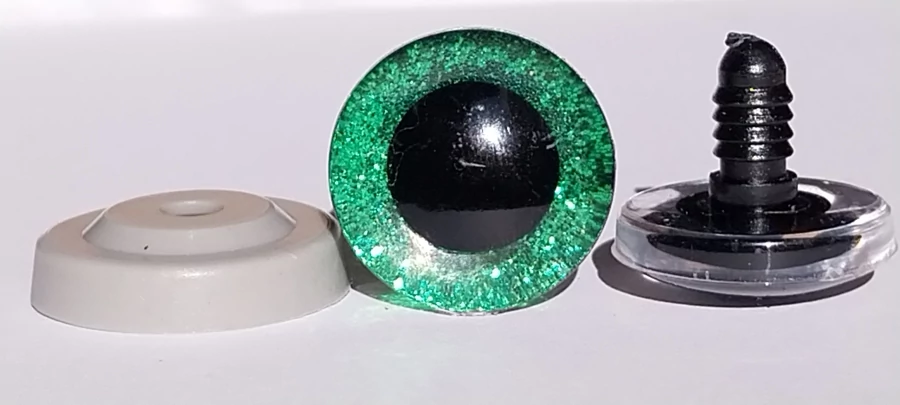 Glitteres biztonsági szem 25 mm (élénk zöld)