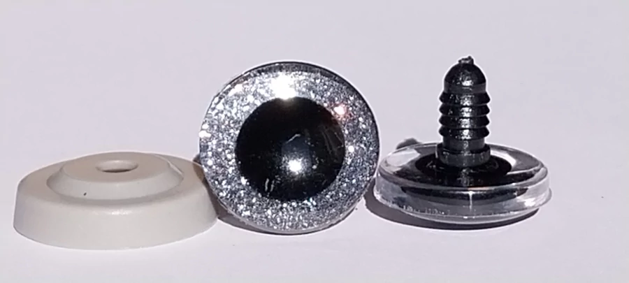 Glitteres biztonsági szem 20 mm (ezüst)